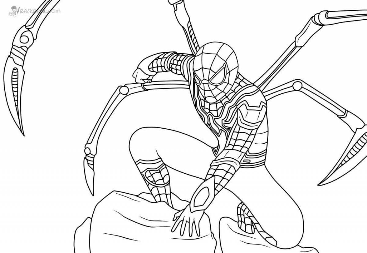 Раскраска человек паук и Железный человек