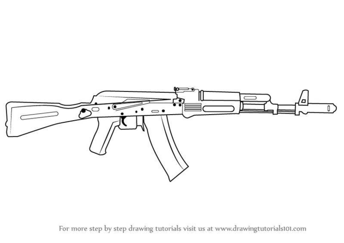 Нарисовать ак 47 карандашом