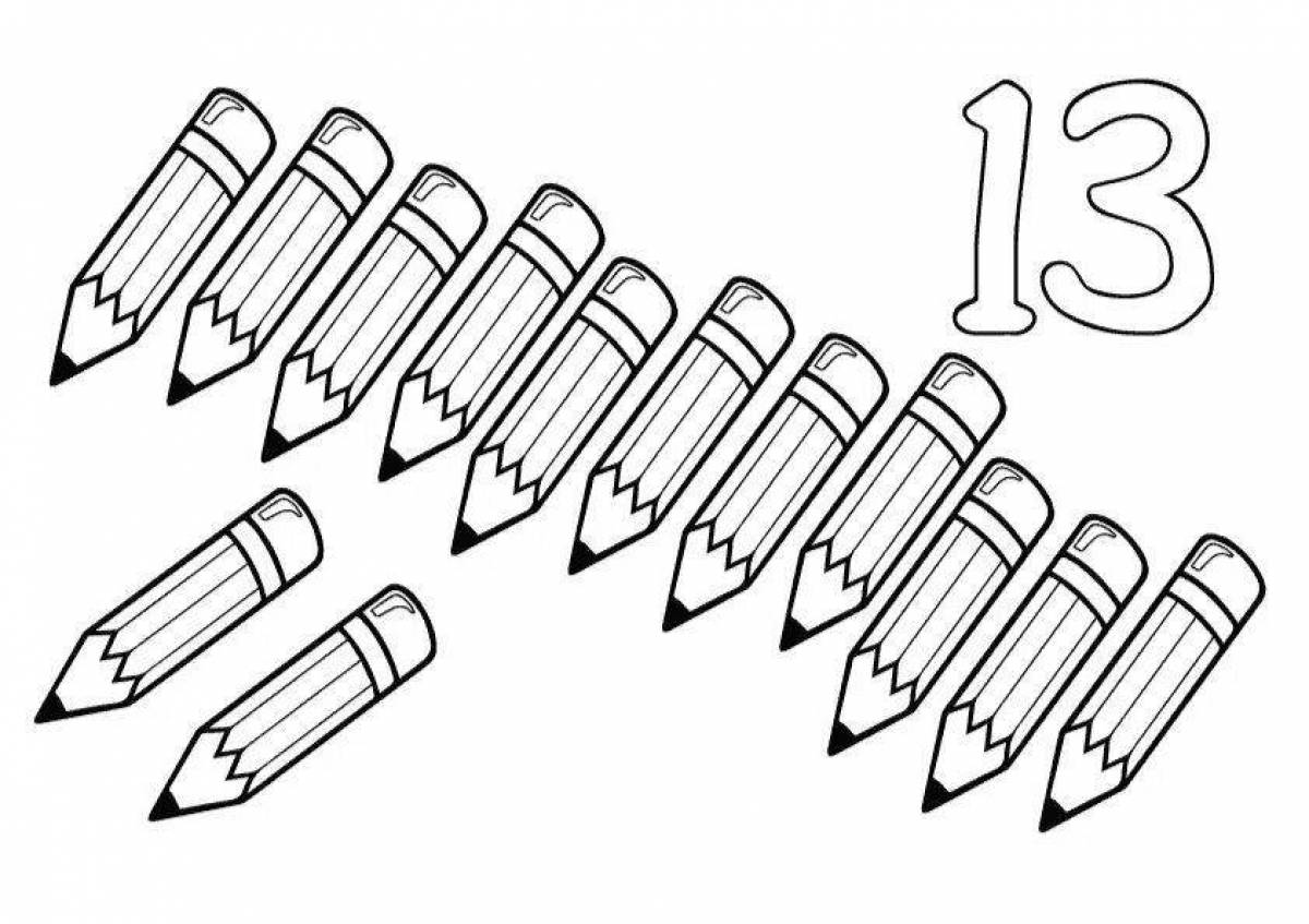 Карандаш число. Карточки карандаши для раскрашивания. Шесть карандашей раскраска. Десять карандашей раскраска. Много карандашей раскраска.