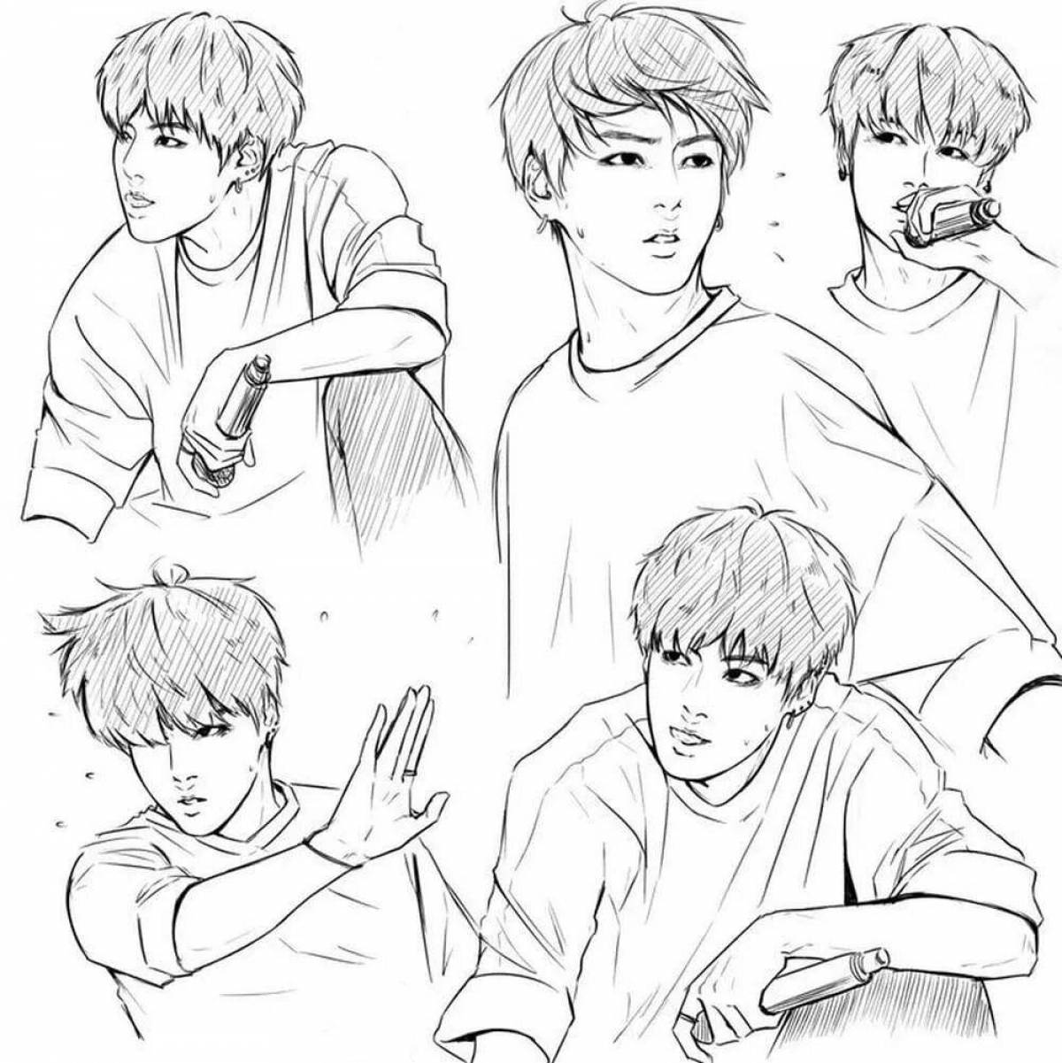 Adorable spiral stray kids coloring page