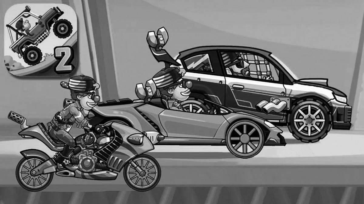 Hill climb racing coloring page