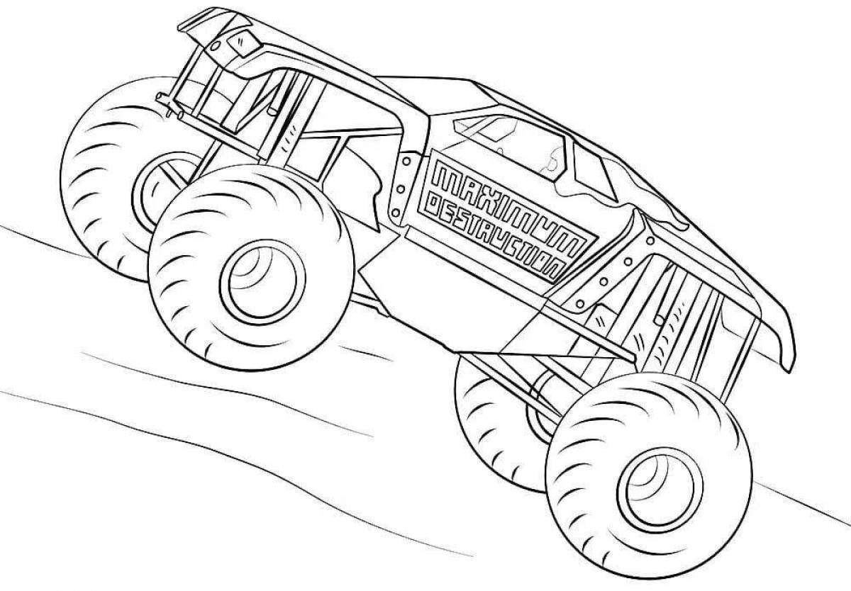 Colorful monster truck coloring