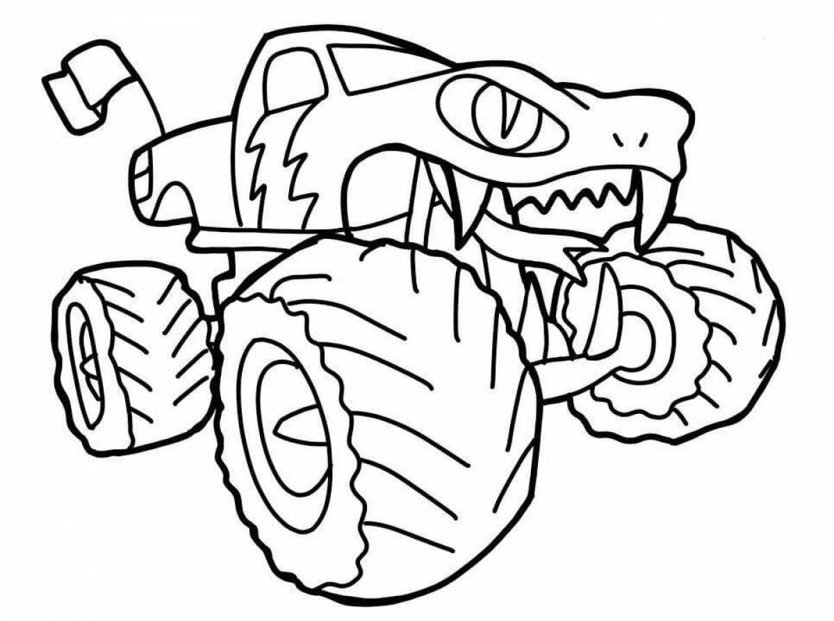 Bright coloring monster truck cars