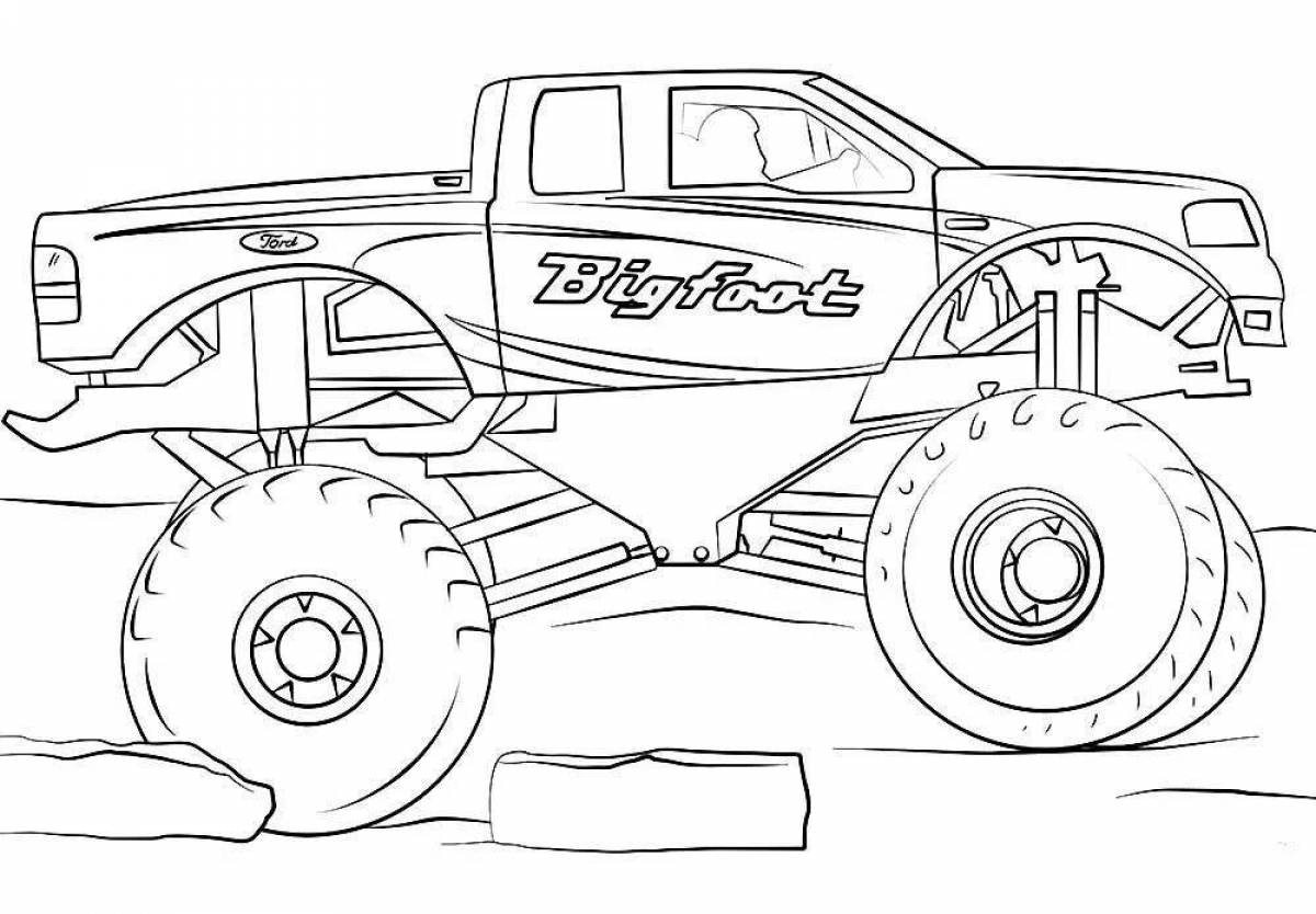Monster truck cars shiny coloring
