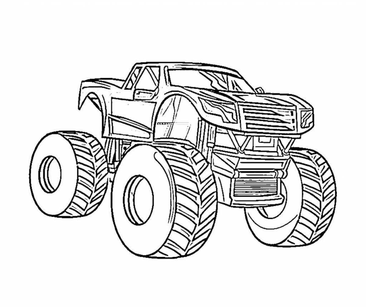Exquisite coloring monster truck cars