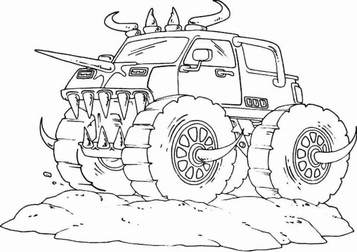 Stylish coloring monster truck cars