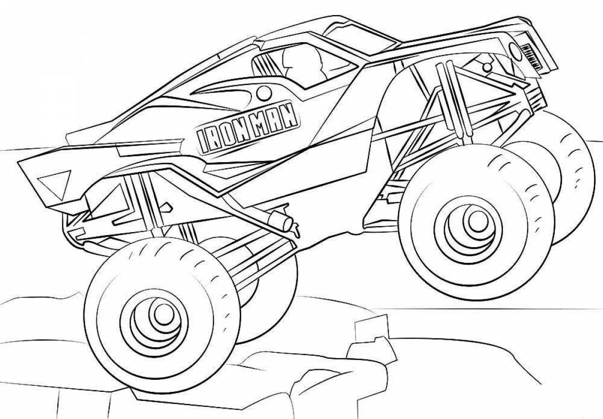 Tempting coloring monster truck cars