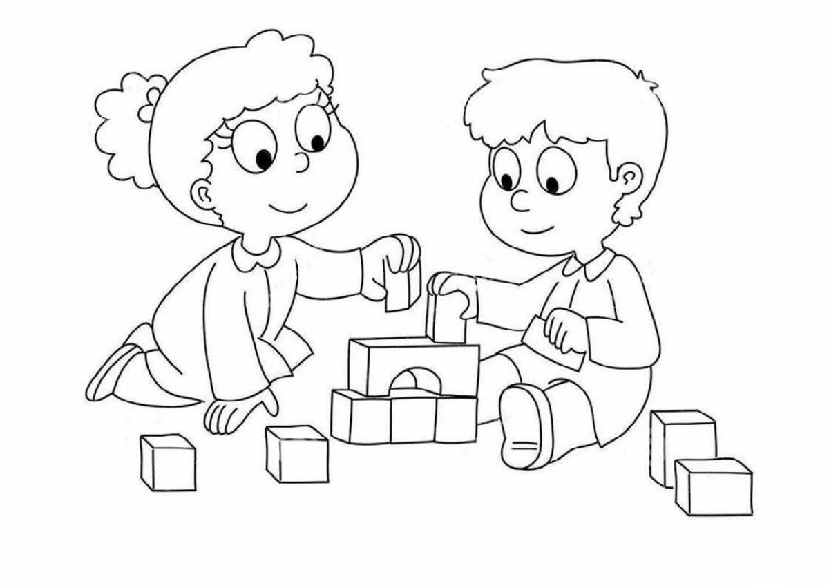 Adorable coloring game for two
