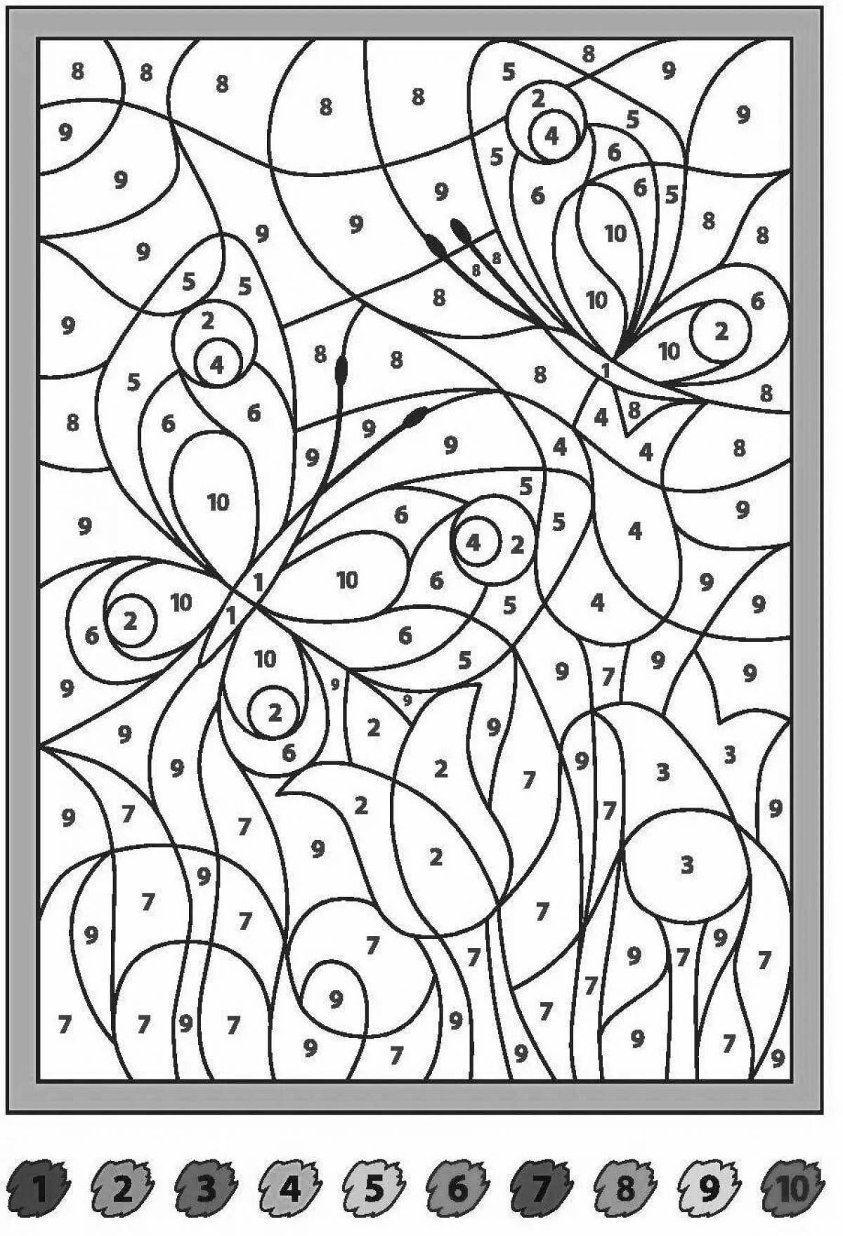 Color by number butterfly coloring book