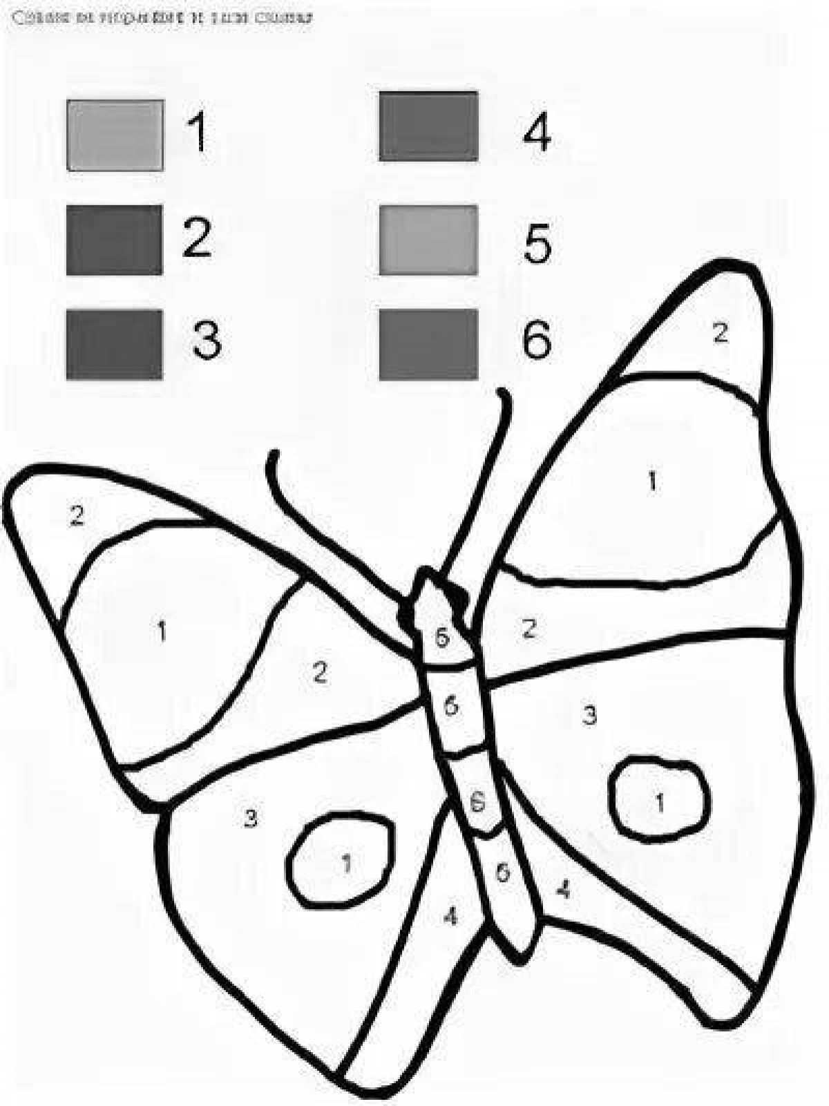 Яркая бабочка-раскраска по номерам