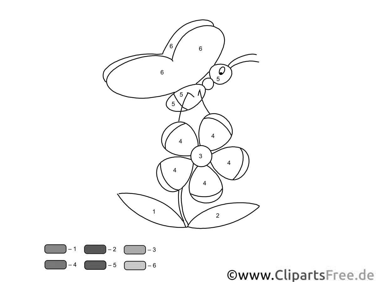 Очаровательная бабочка-раскраска по номерам
