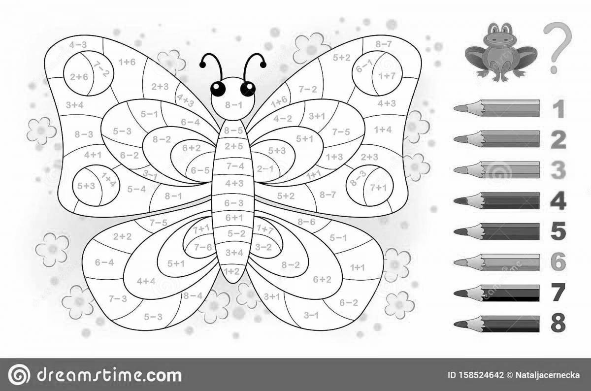 Shining butterfly coloring by numbers