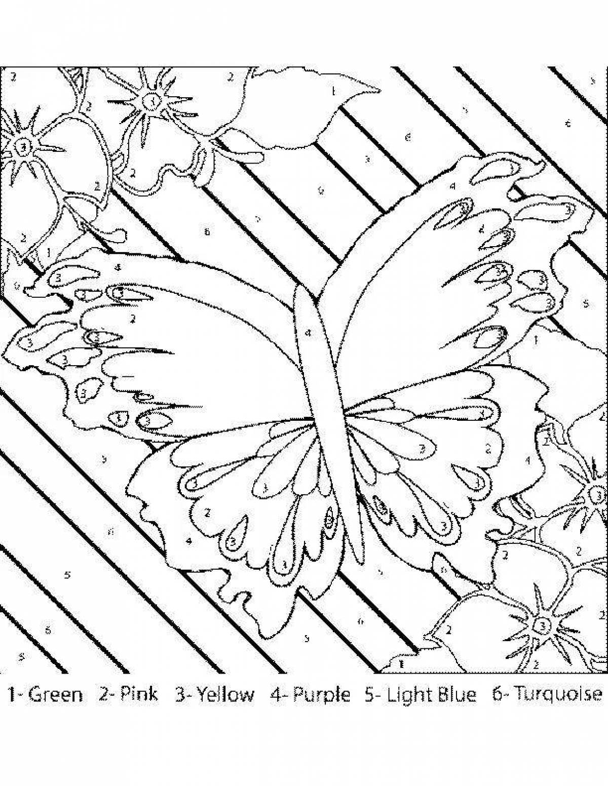 Bright butterfly coloring by numbers