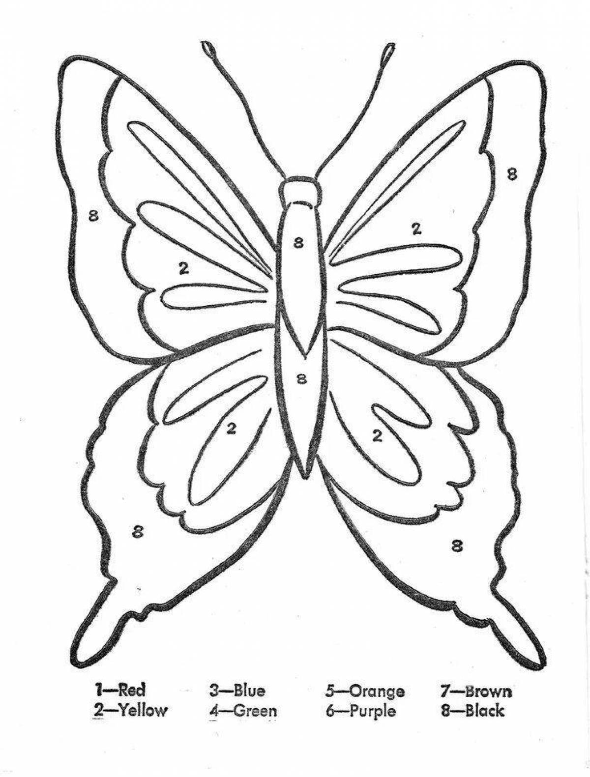 Причудливая бабочка-раскраска по номерам
