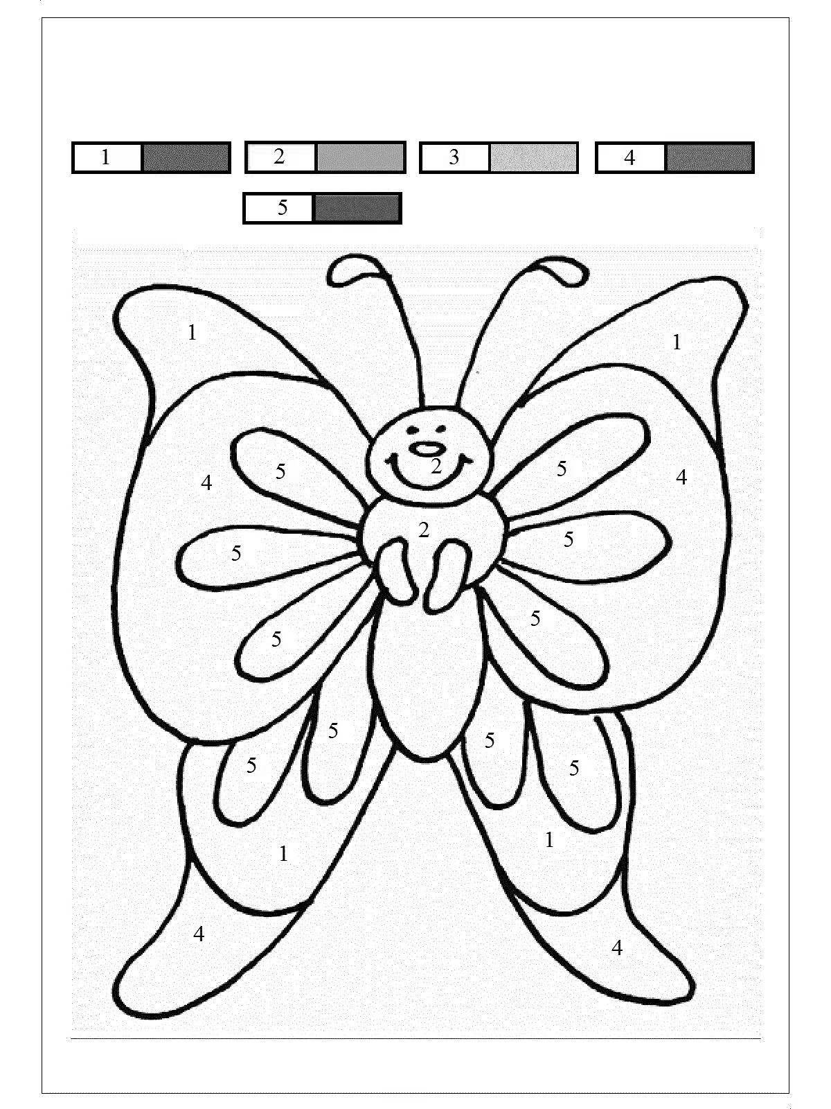 Color-mania butterfly coloring page by numbers