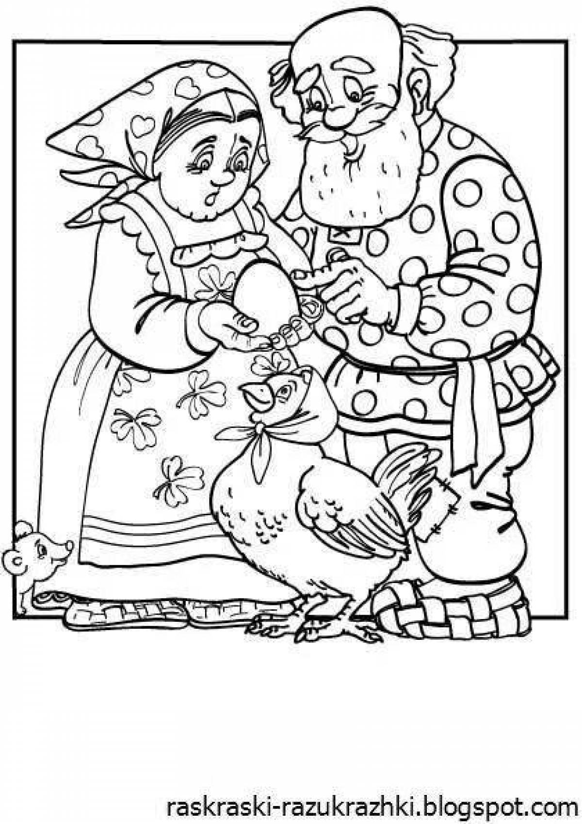 Magic coloring fairy tale hen pockmarked
