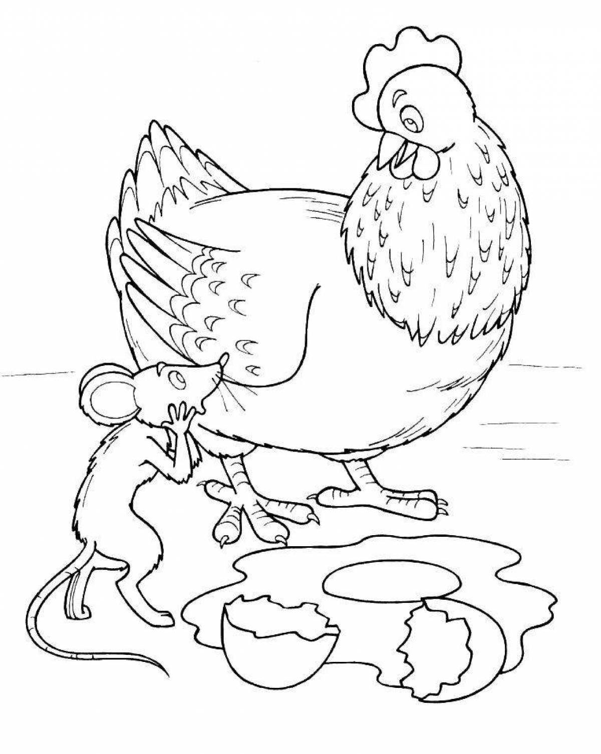 Great coloring fairy tale hen pockmarked
