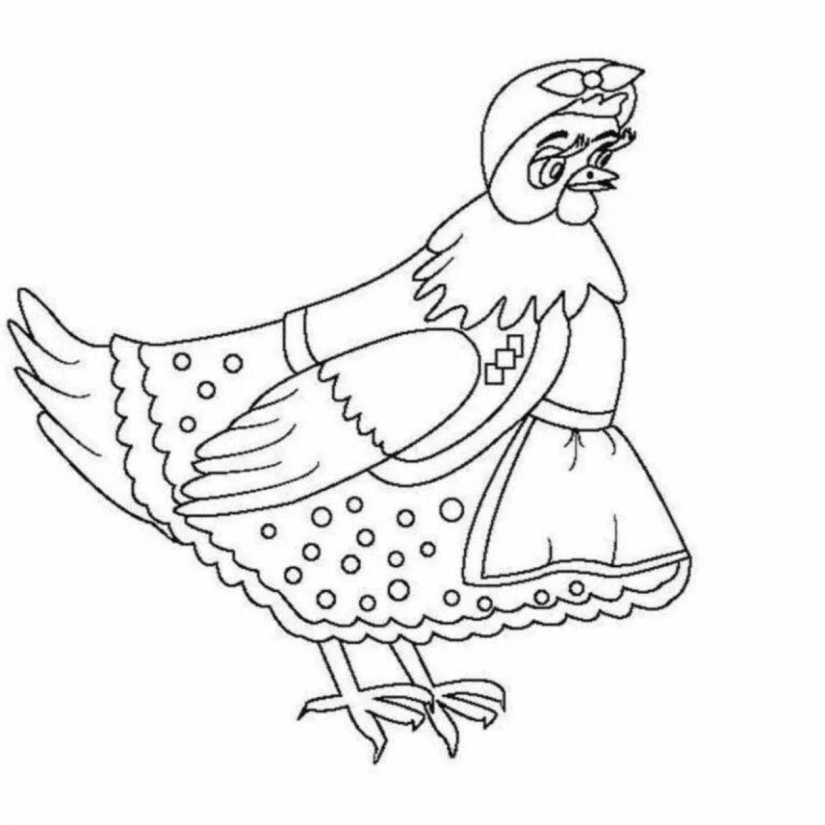 Glorious coloring fairy tale chicken pockmarked