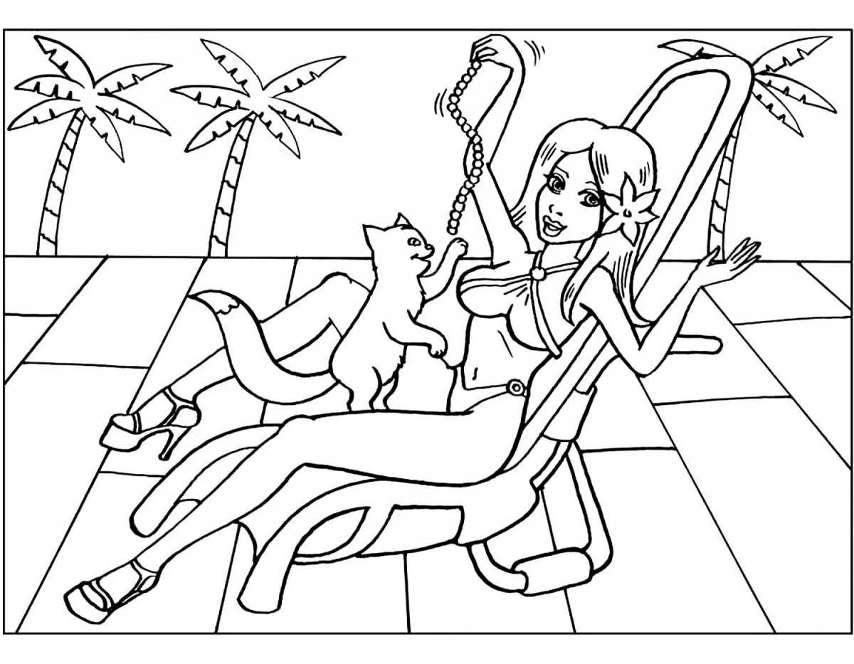 Amazing Barbie in the car coloring book