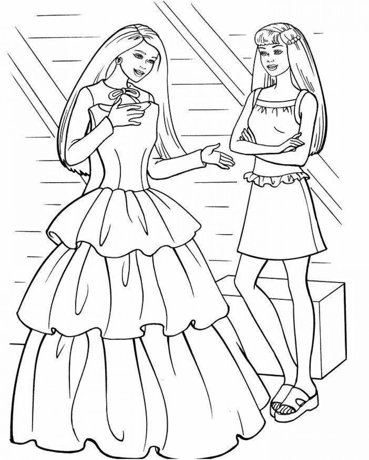 Coloring page violent barbie in the car