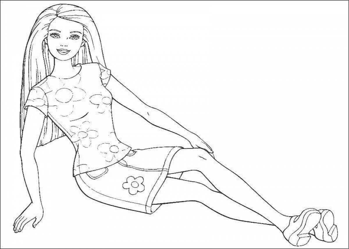 Charming barbie in the car coloring book