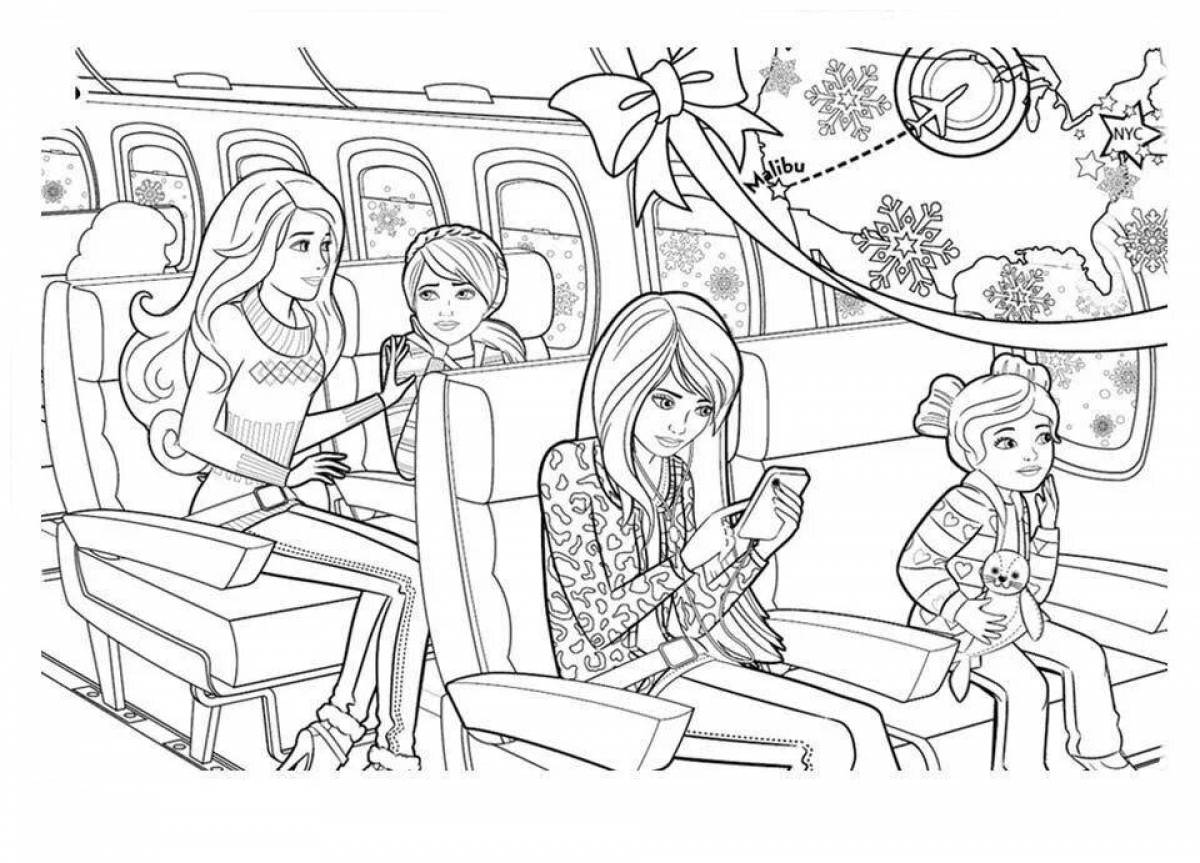 Coloring page magnanimous barbie in the car