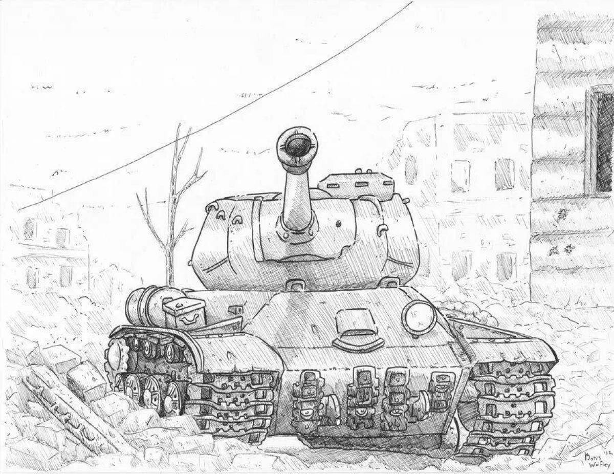 Intriguing tank coloring page