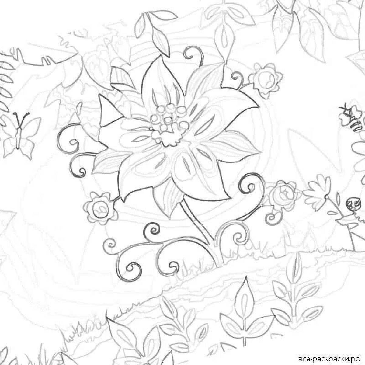 Amazing scarlet flower coloring page