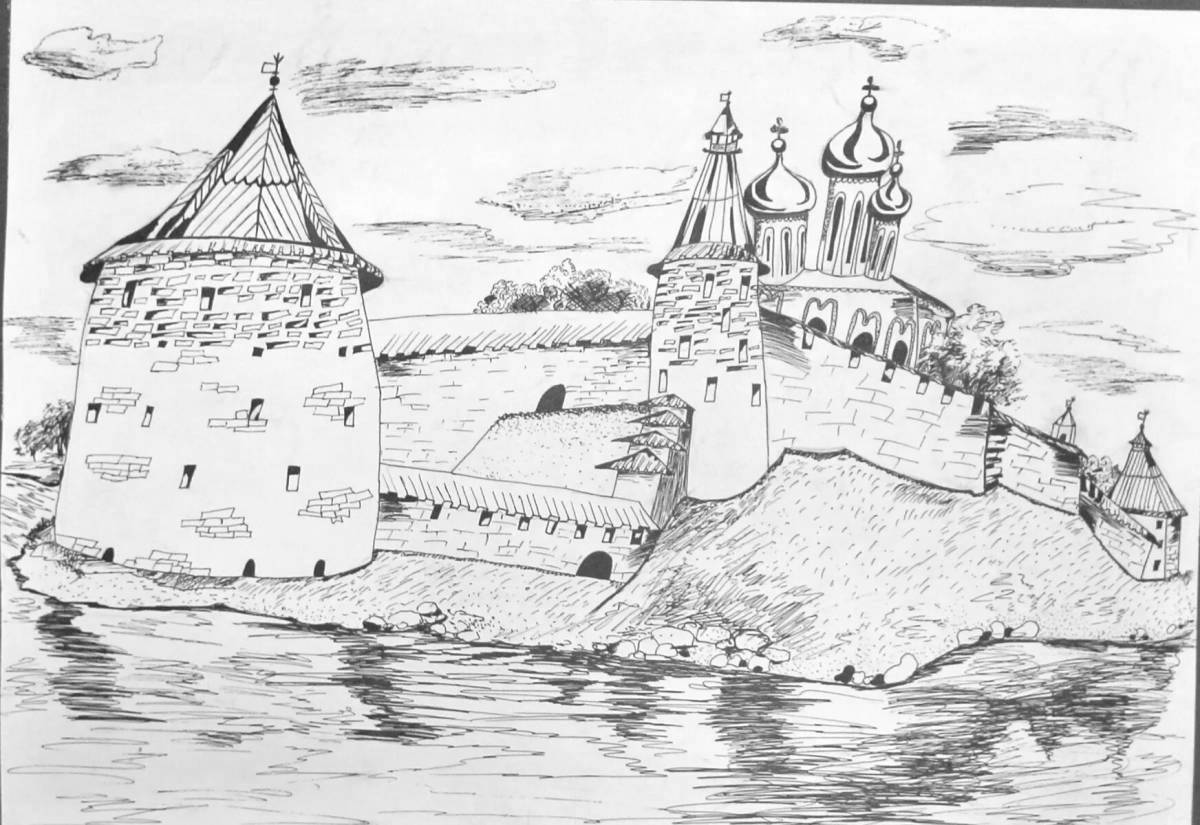Glorious coloring kremlin velikiy novgorod