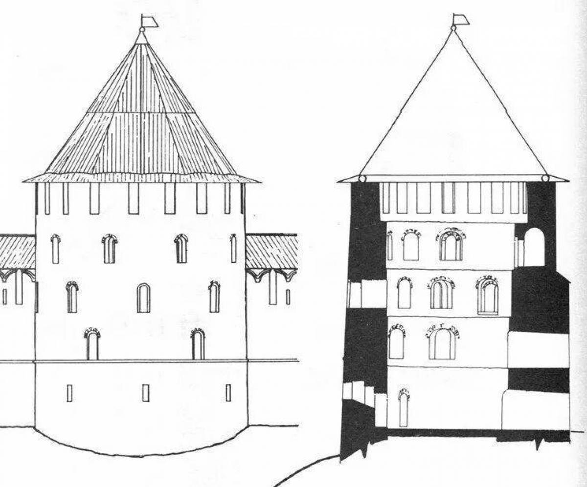 Great novgorod kremlin coloring page