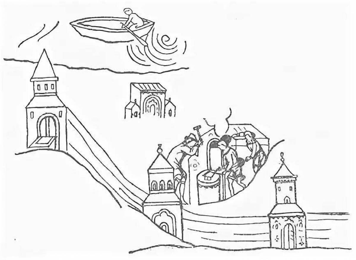Ornate novgorod kremlin coloring page