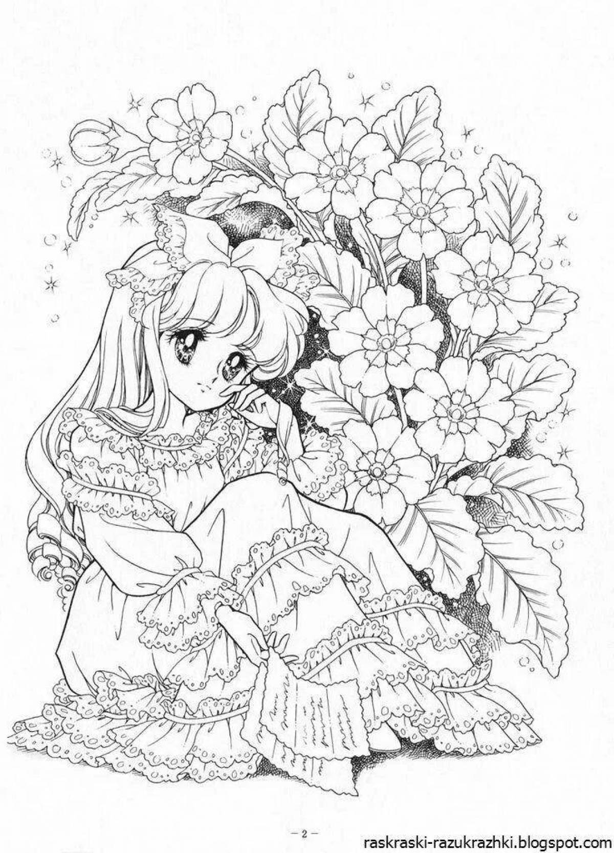 Unique adult anime coloring page