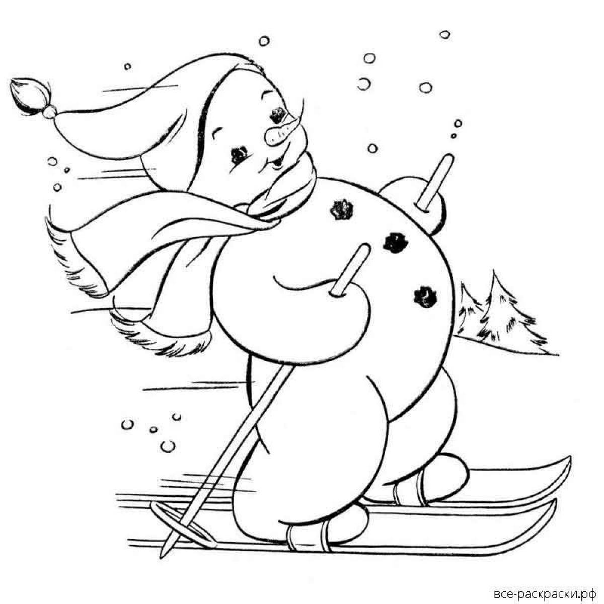 Snowman on skis #15