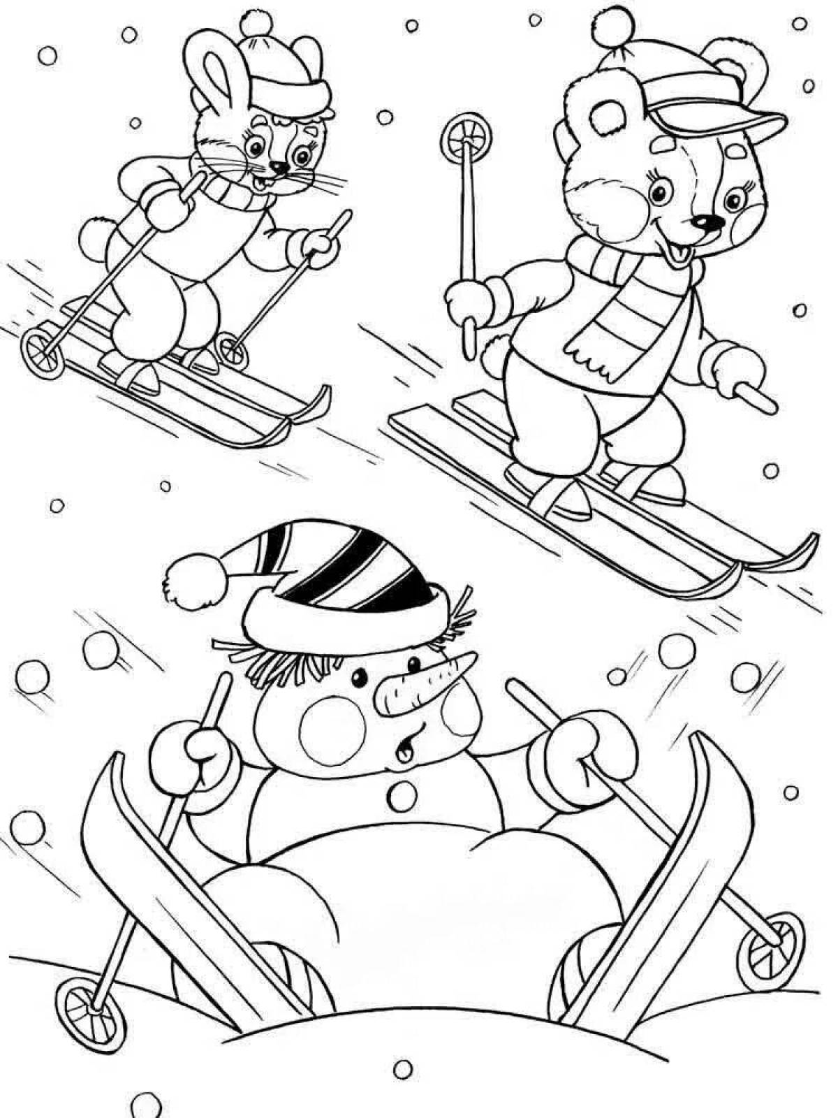 Snowman on skis #16