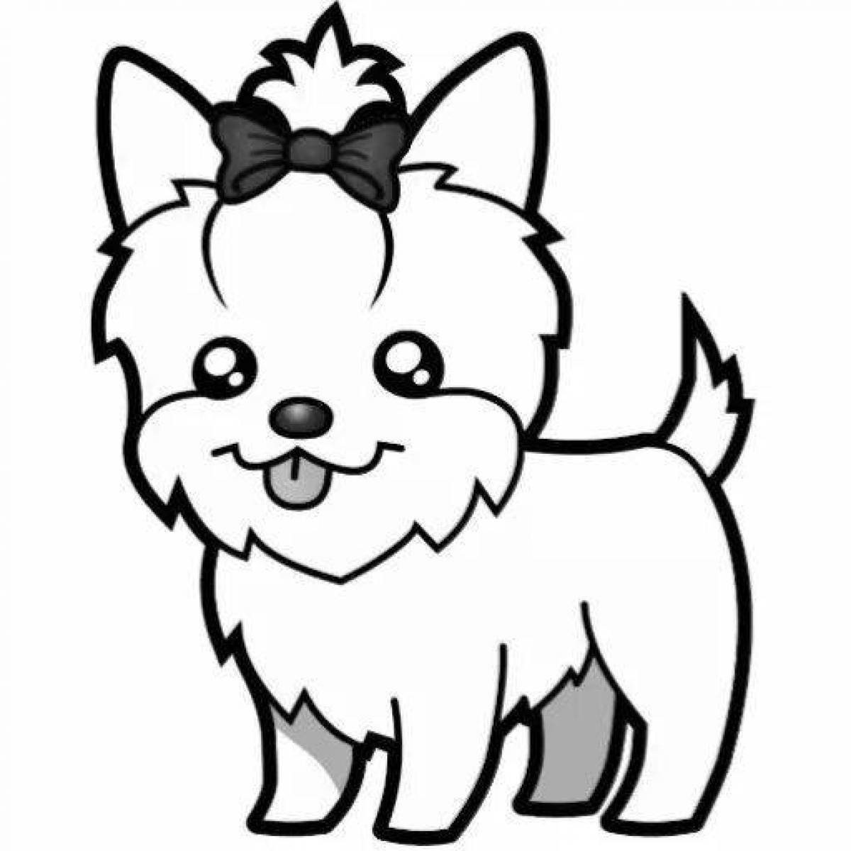Friendly coloring dog with a bow