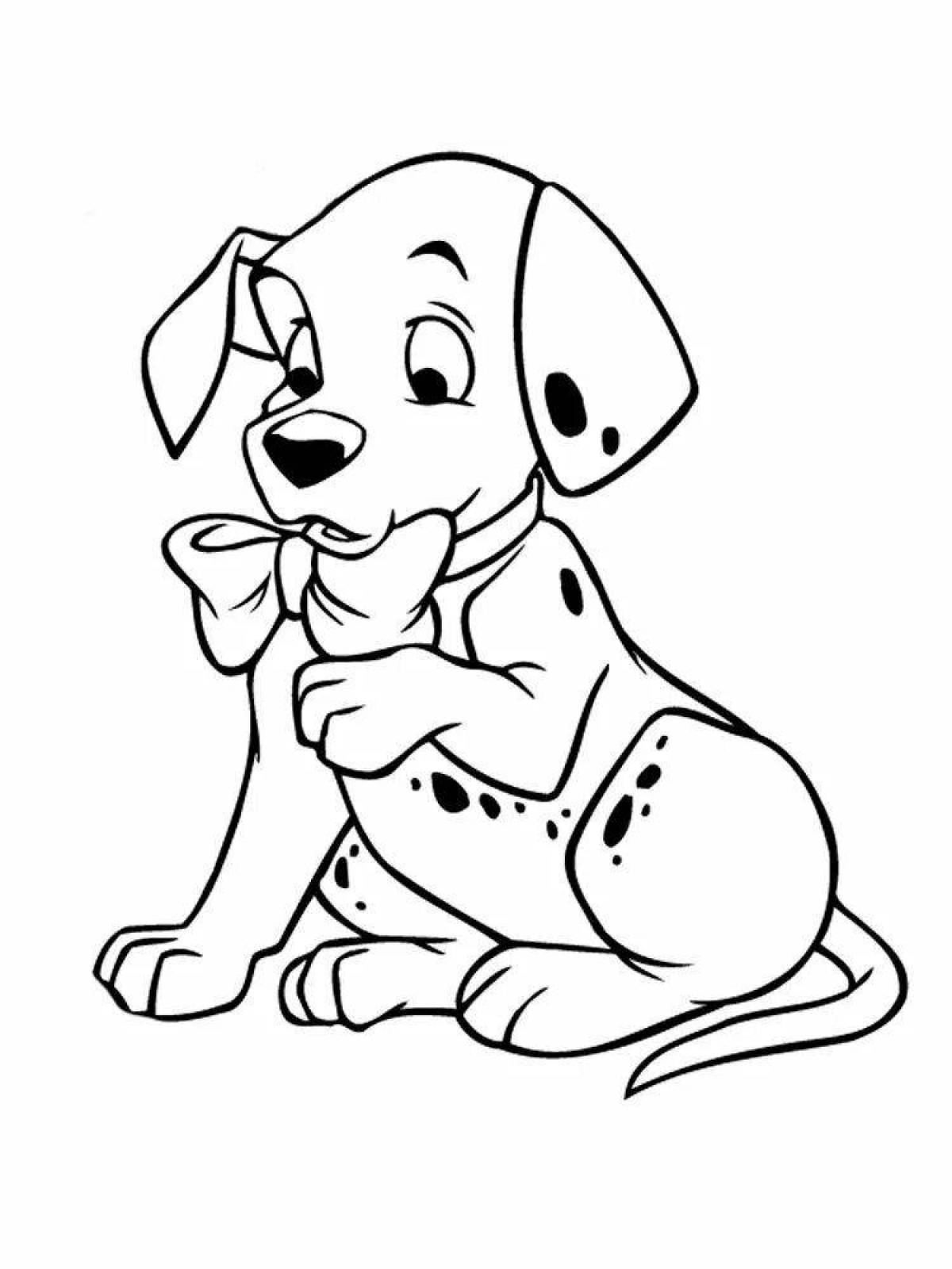 Ласковая раскраска собака с бантиком