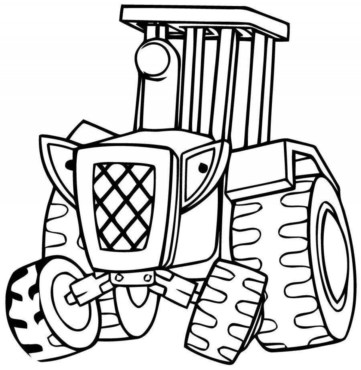 Coloring animated tractor with barrel