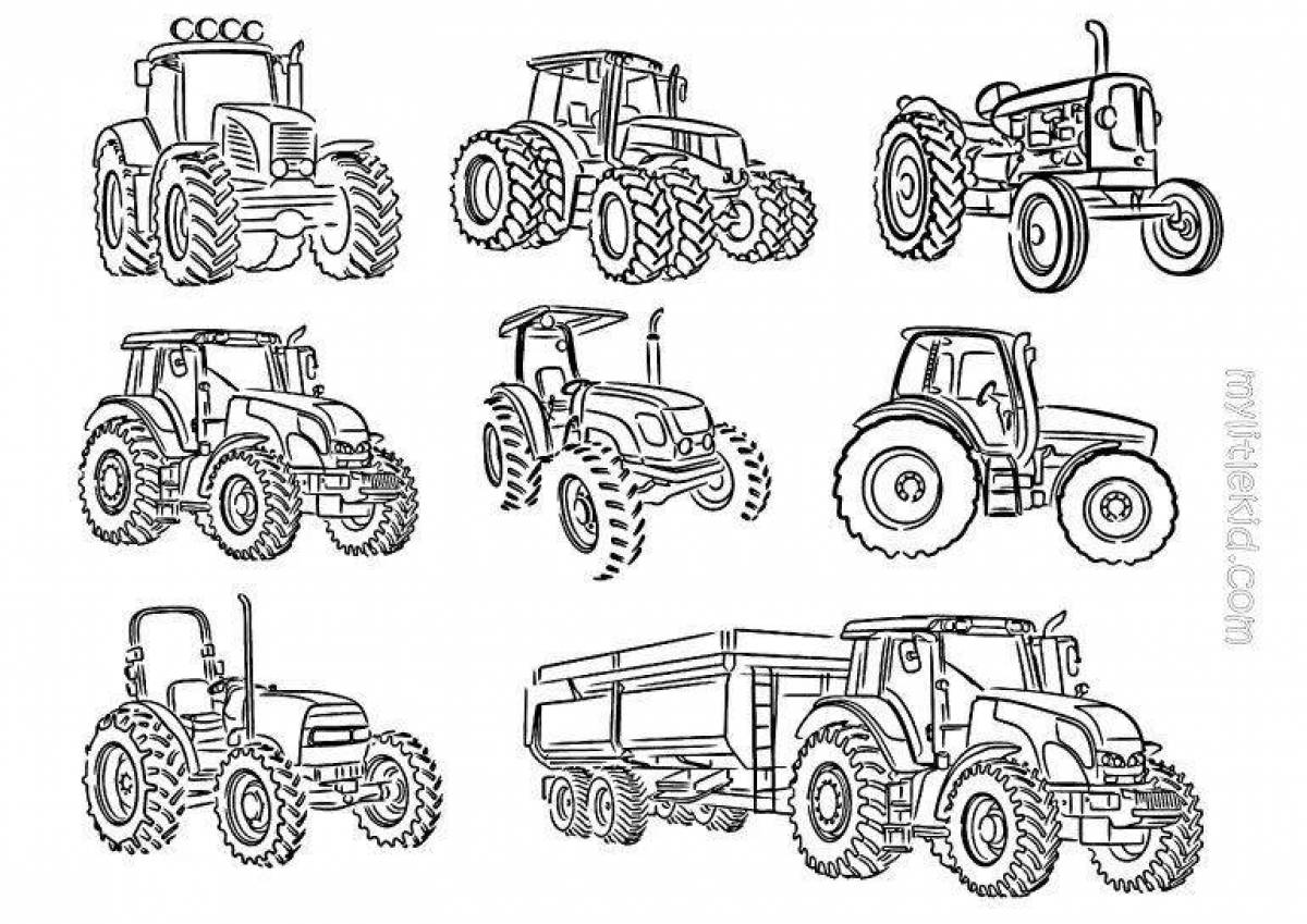 Exciting tractor with barrel coloring page