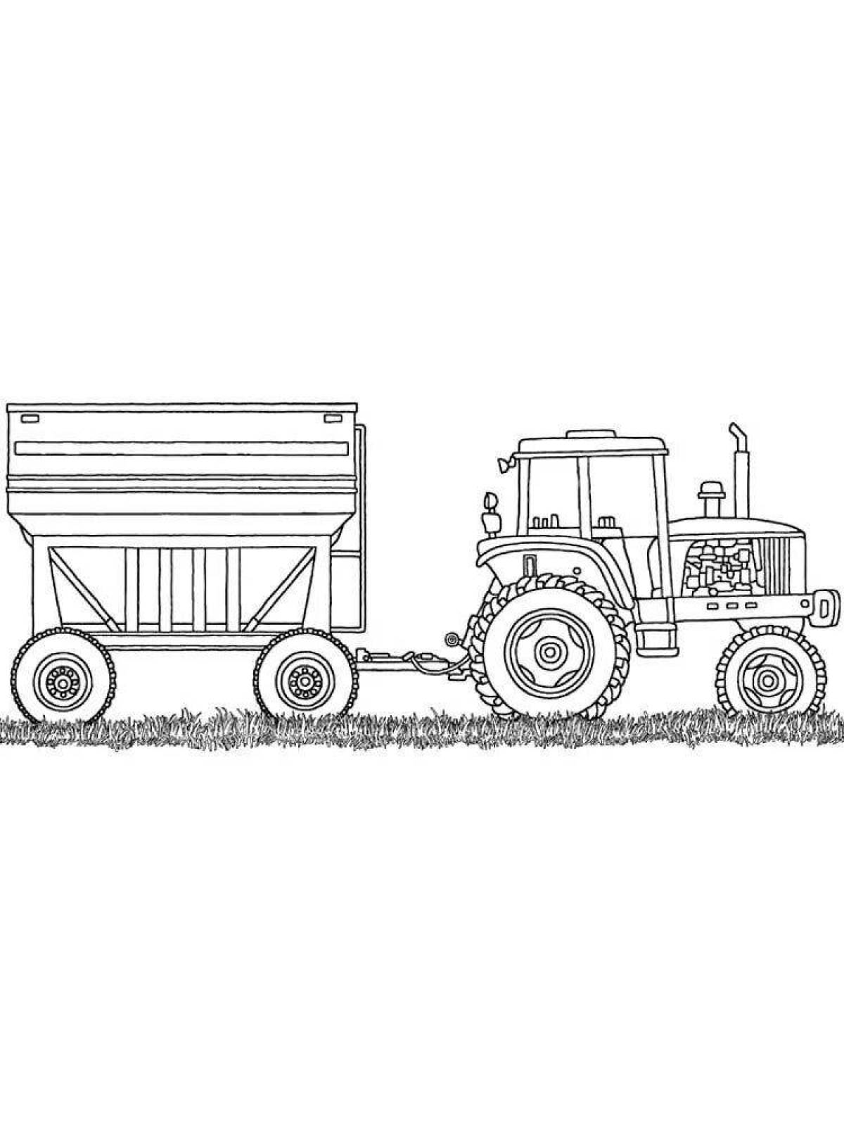 Coloring page holiday tractor with a barrel