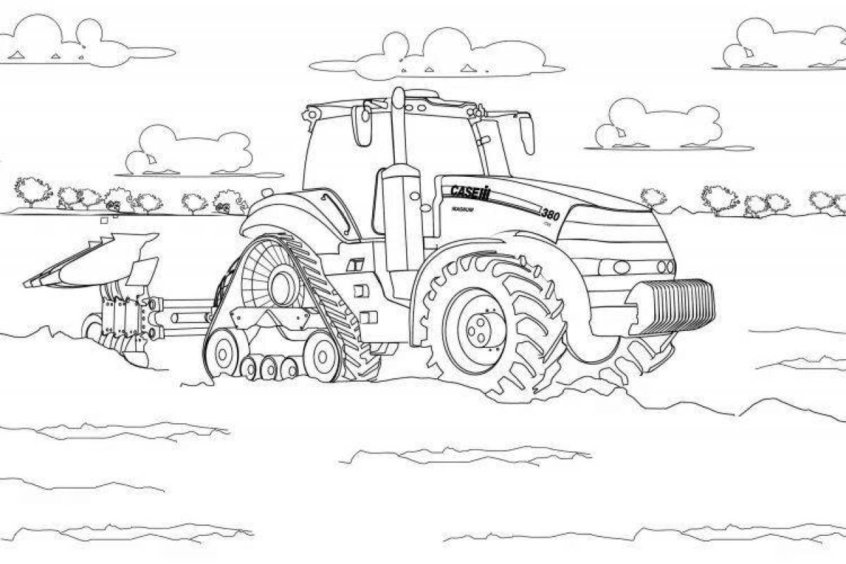 Jovial tractor with barrel coloring page