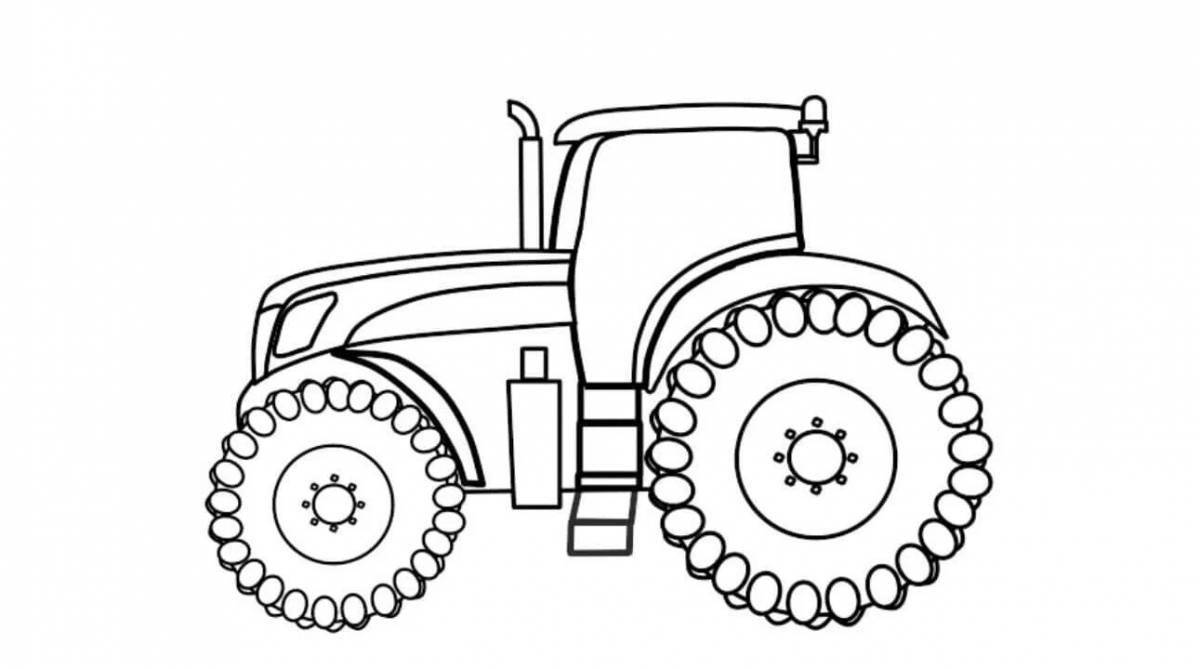 Coloring book humorous tractor with a barrel