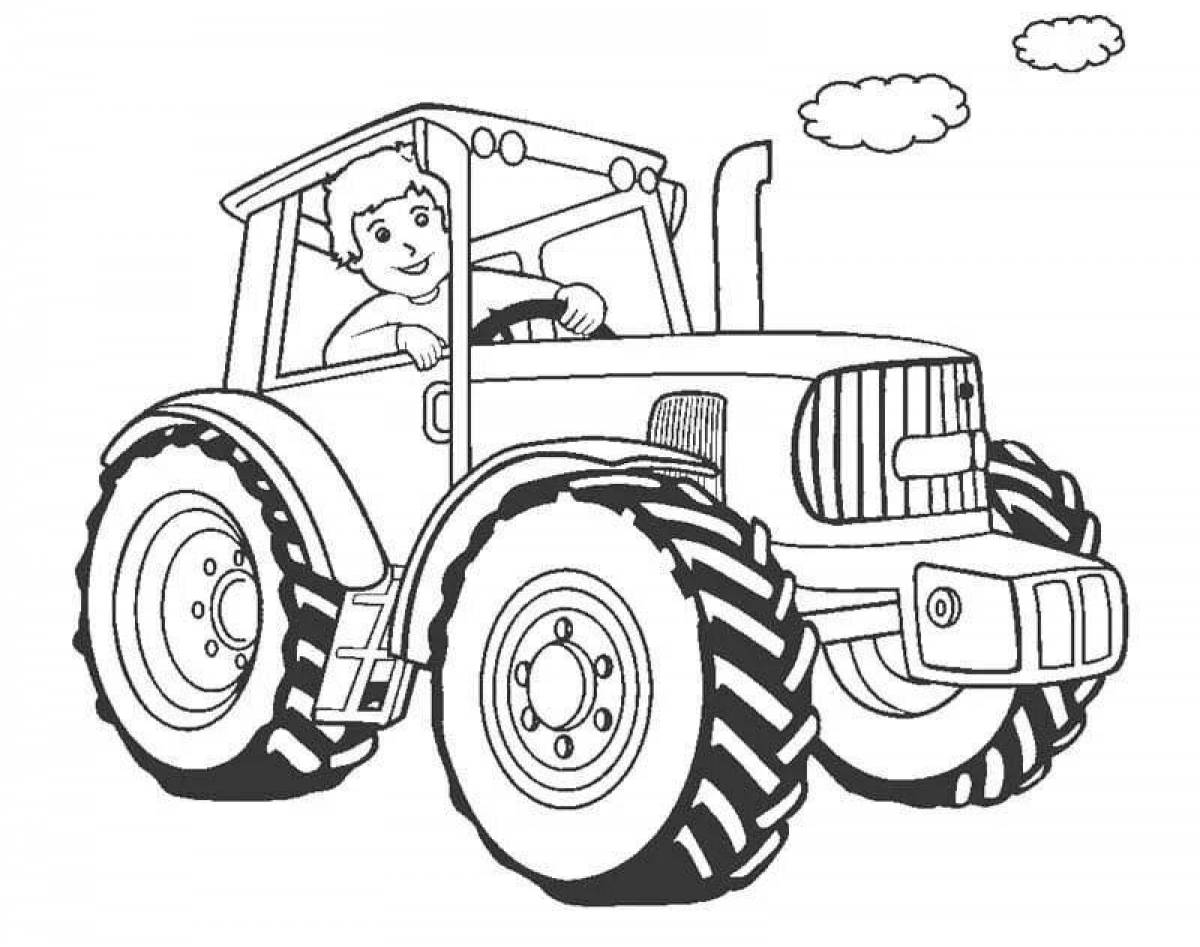 Coloring page shining tractor with barrel