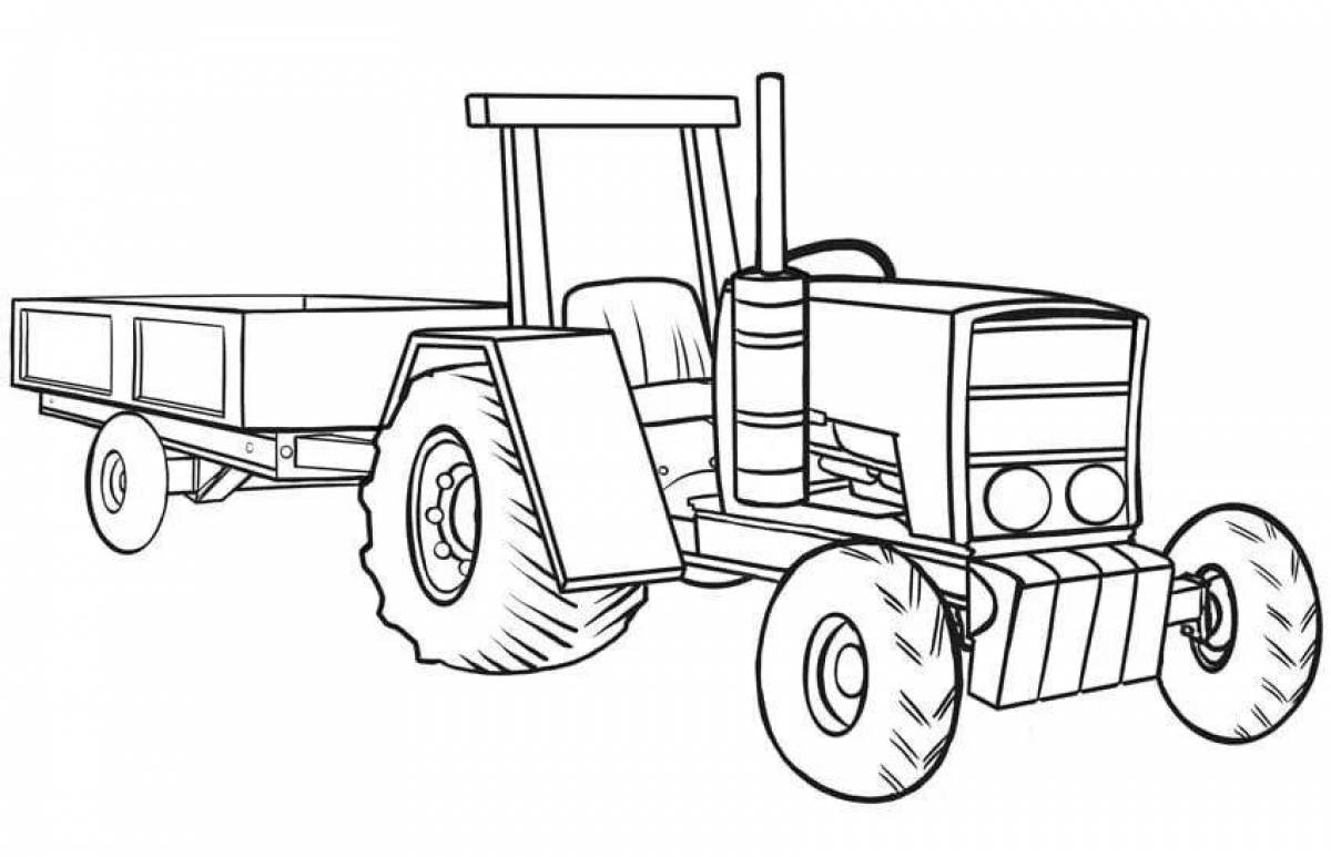 Coloring page dazzling tractor with a barrel