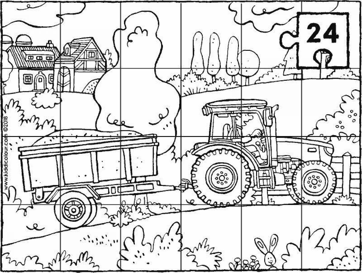 Attractive tractor with barrel coloring page