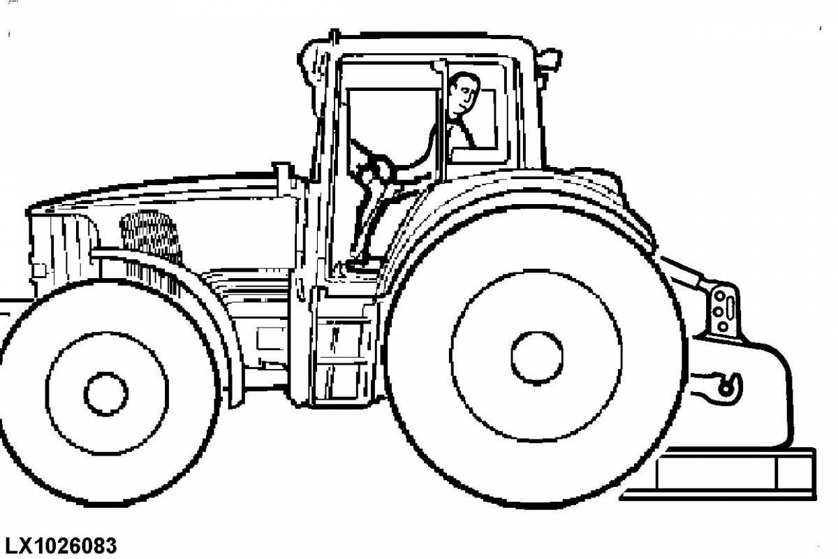 Adorable tractor with barrel coloring page