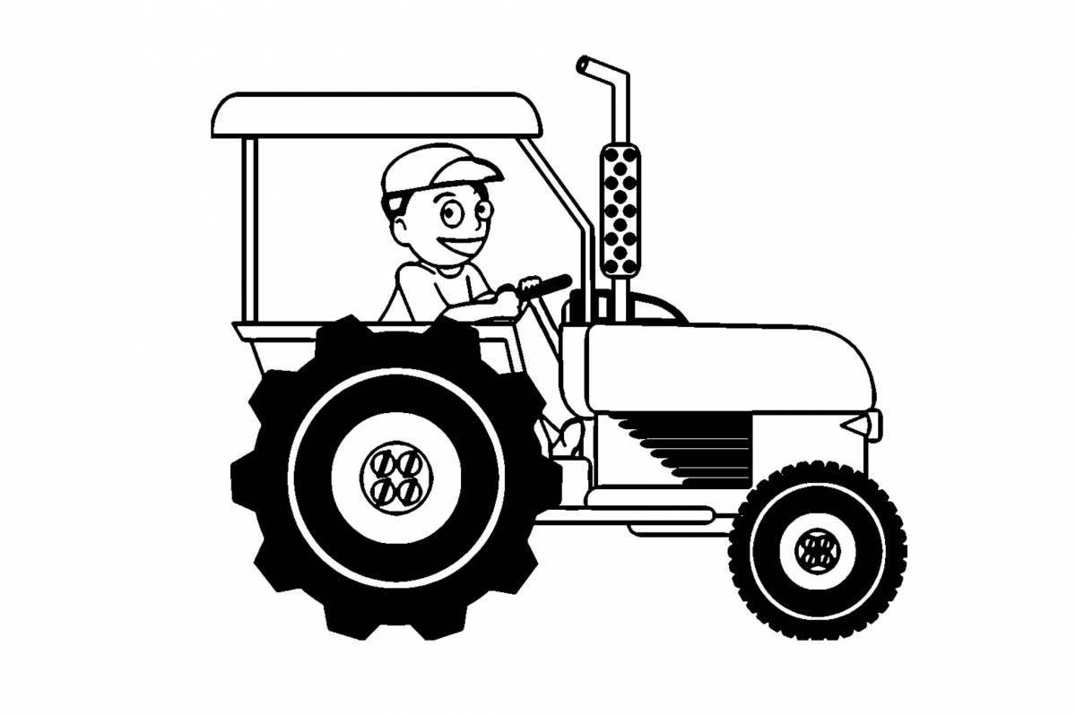 Coloring page magical tractor with a barrel