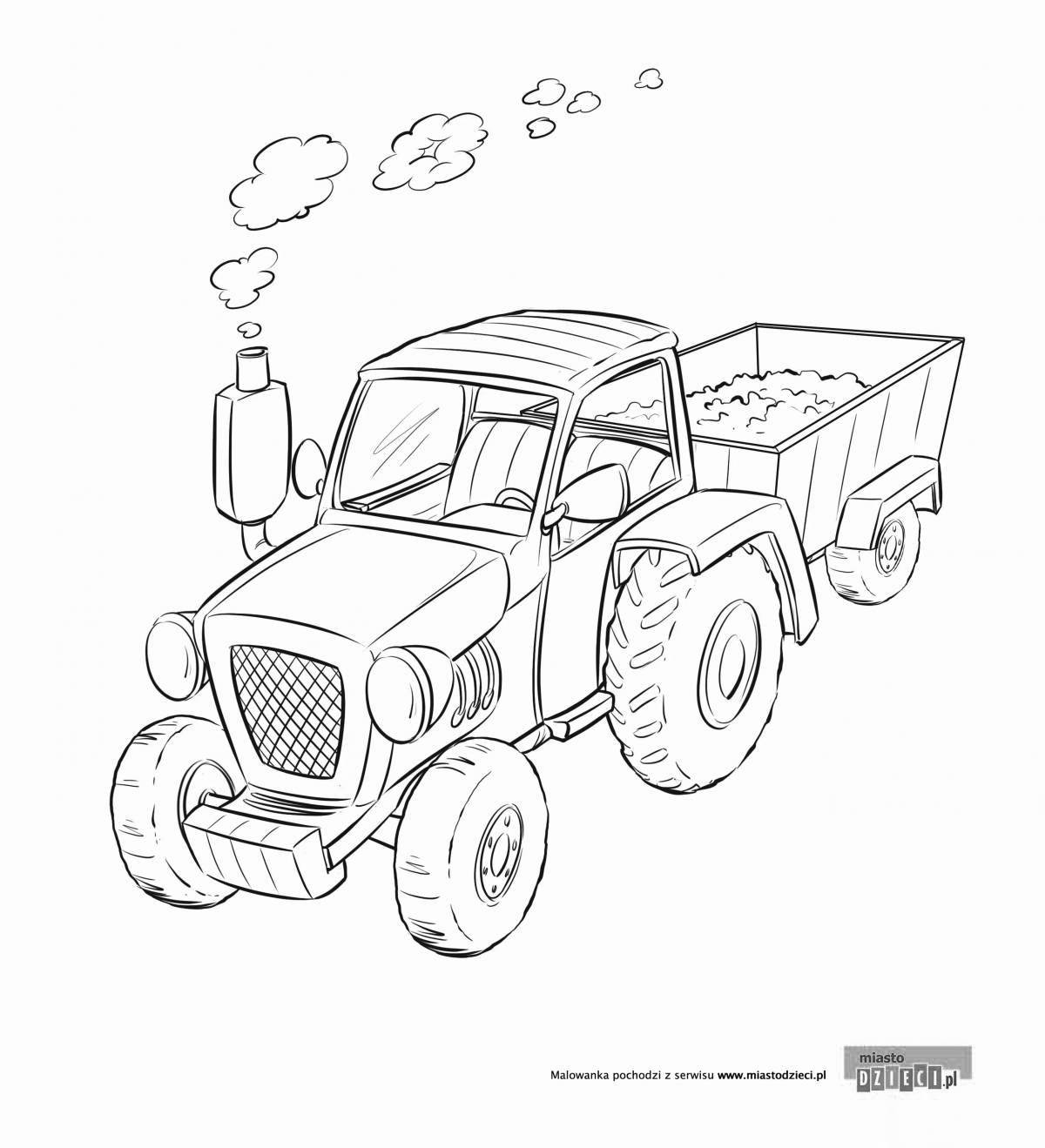 Coloring page hypnotic tractor with a barrel
