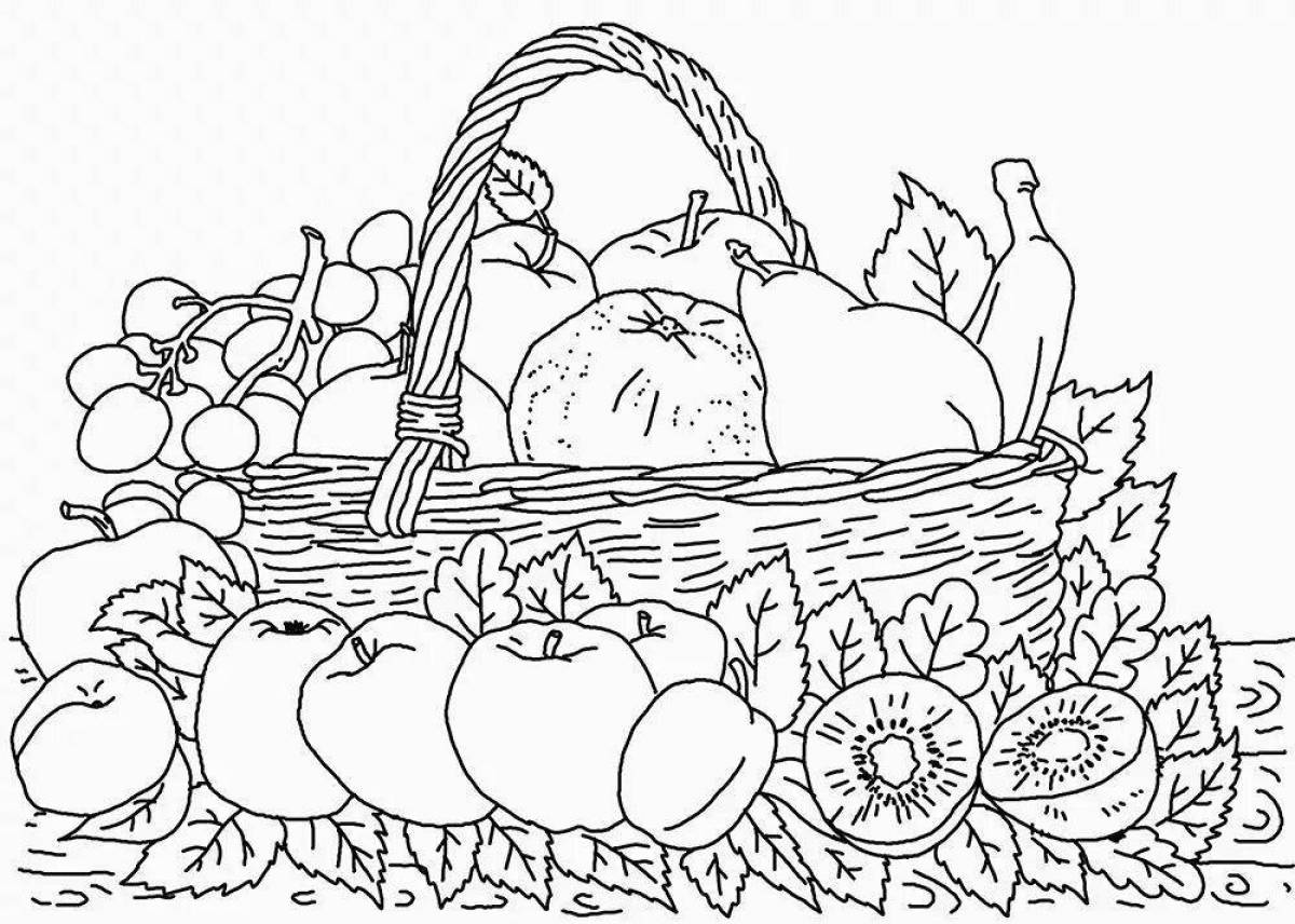 Coloring book bright fruit basket