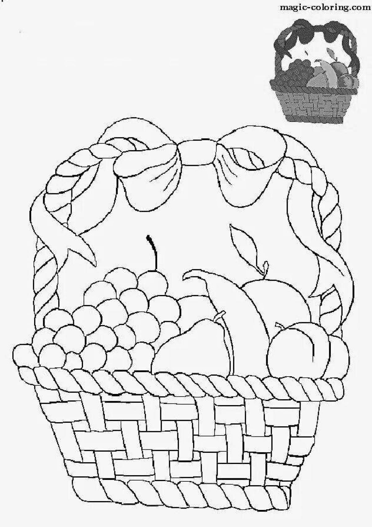 Coloring book joyful fruit basket