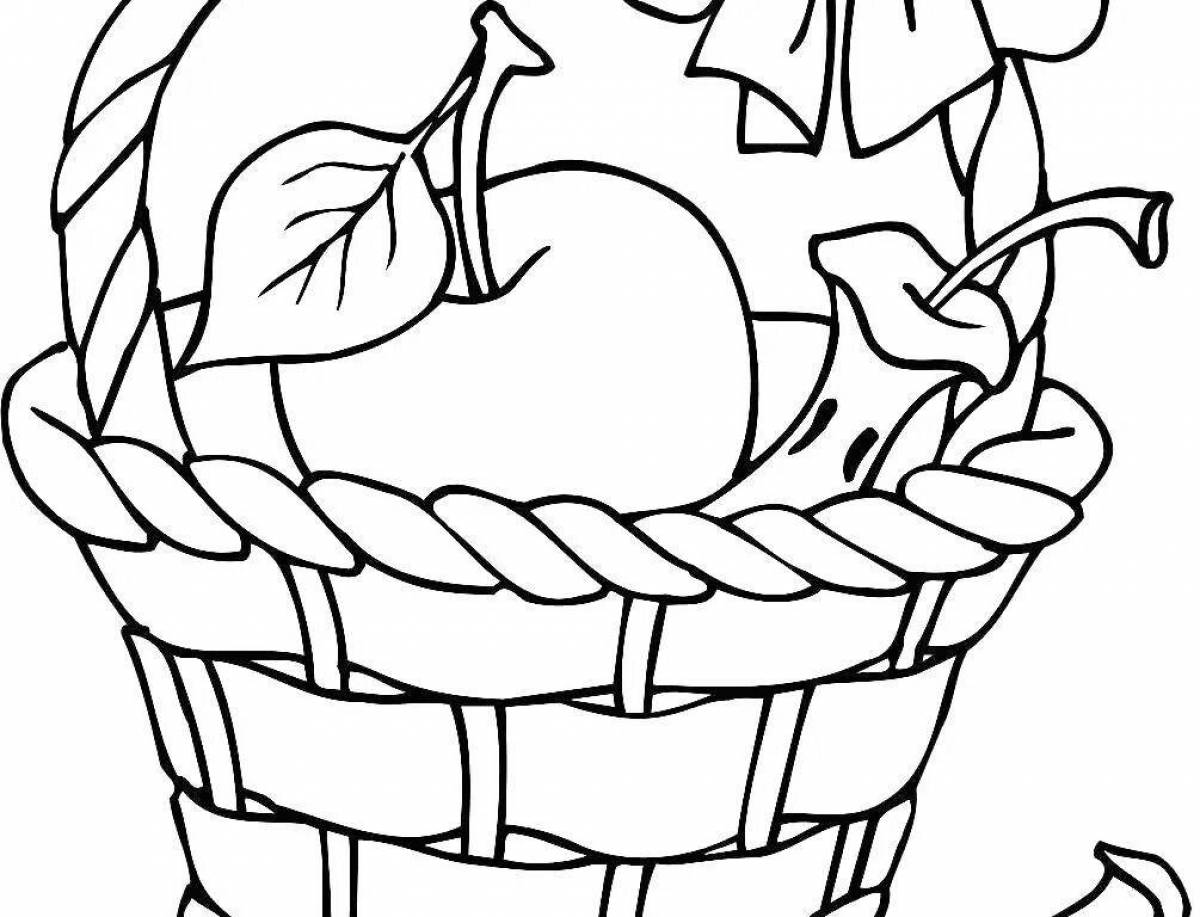 Coloring book shiny fruit basket